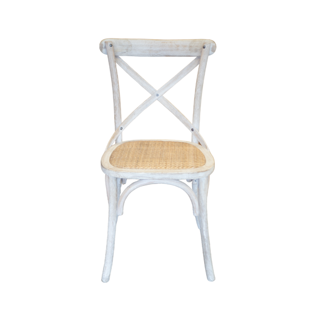 Marco Oak White Washed Wooden Cross Chair with Rattan Seat image 0